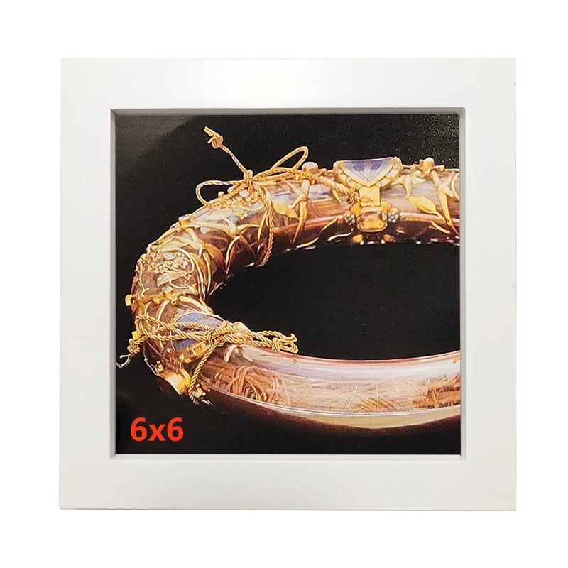 KELE MODEL إطارات صور KELE MODEL مقاس 6x6 إطار خشبي صلب أبيض. الألواح البلاستيكية. يجب إزالة الفيلم الواقي. - Image 1